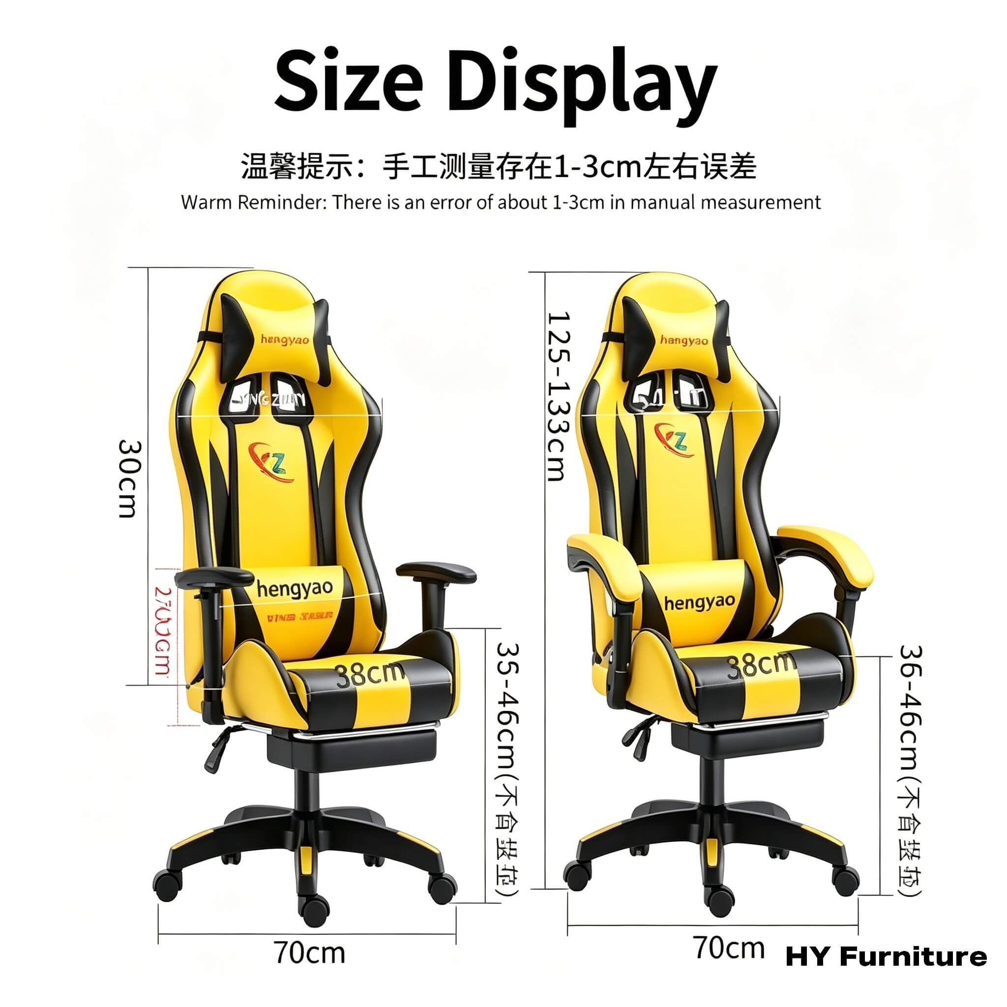 FT-055D professional gaming chair front view with 2D lift armrests - gaming chair factory