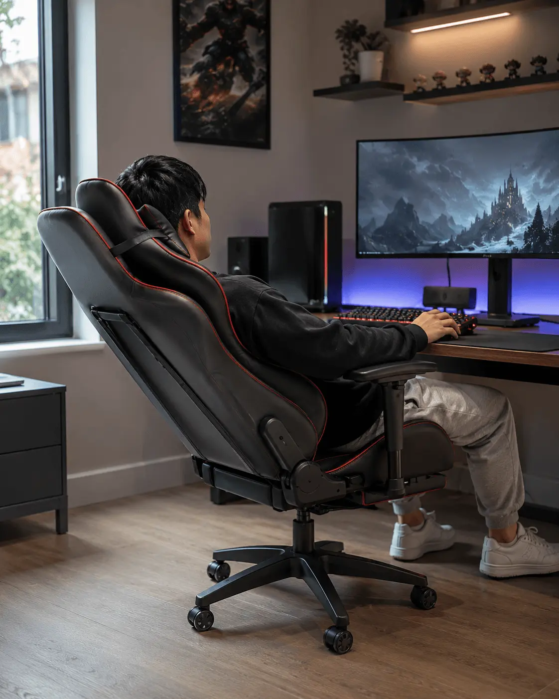 FT-055D height-adjustable lift armrest demonstrated at gaming chair factory