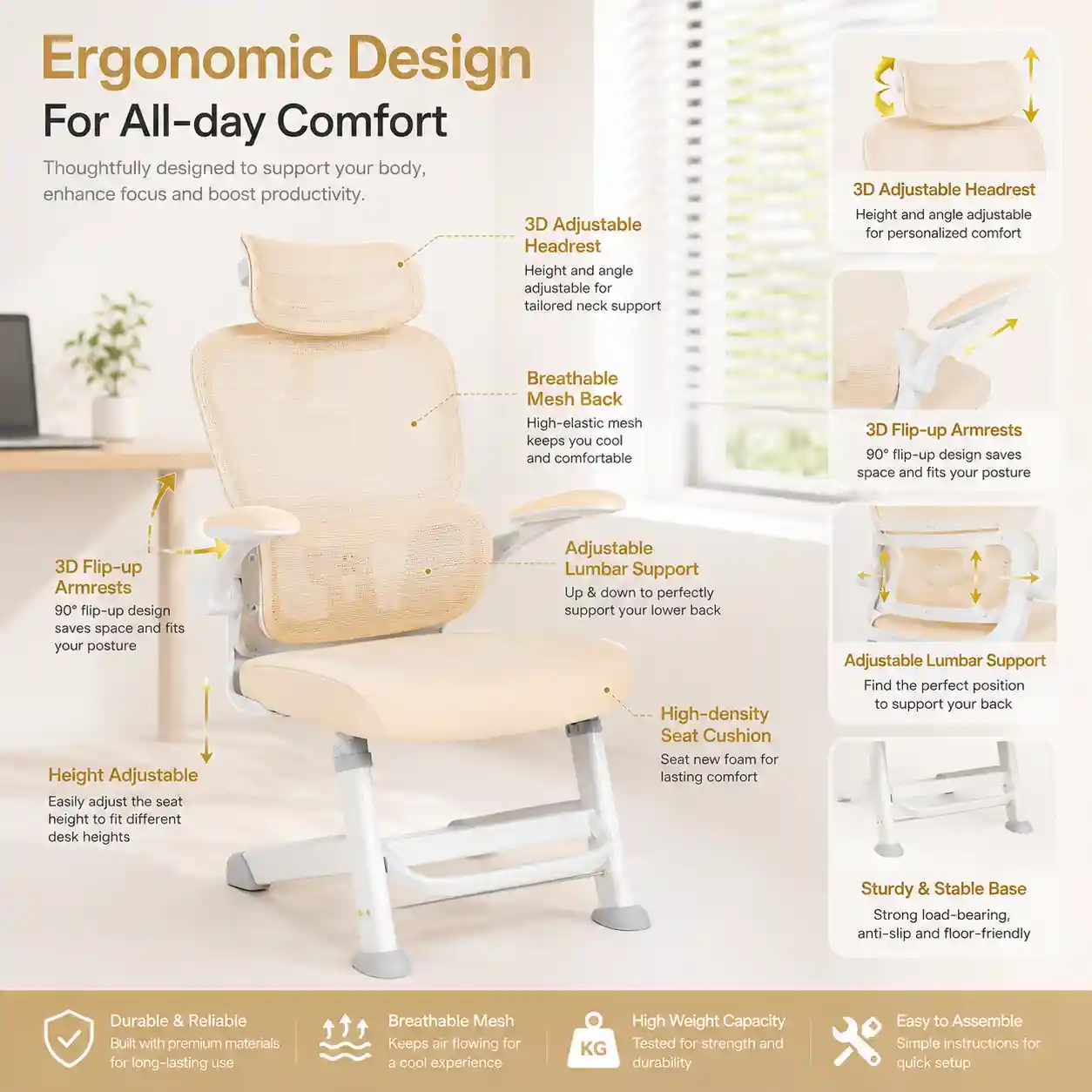 998 office chair feature showing 3D flip-up armrests for flexible seating