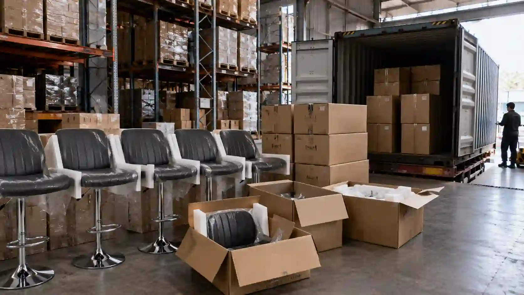 Bar chair packing size and container loading data for wholesale buyers