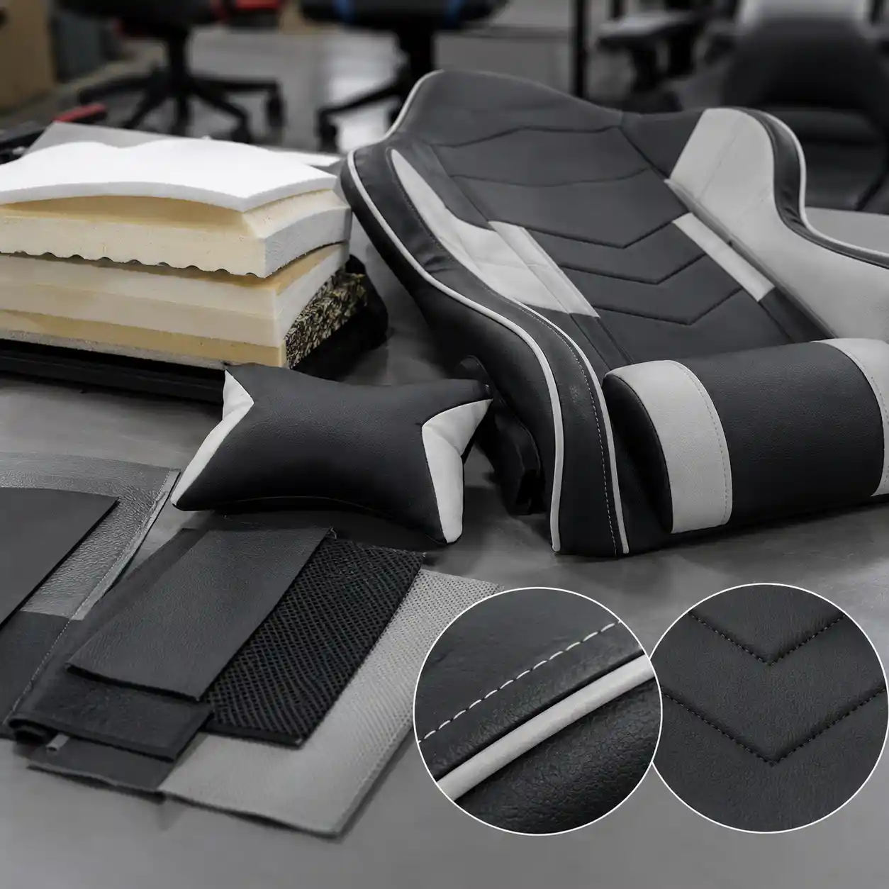 Gaming chair materials foam PU leather and comfort check for wholesale buyers