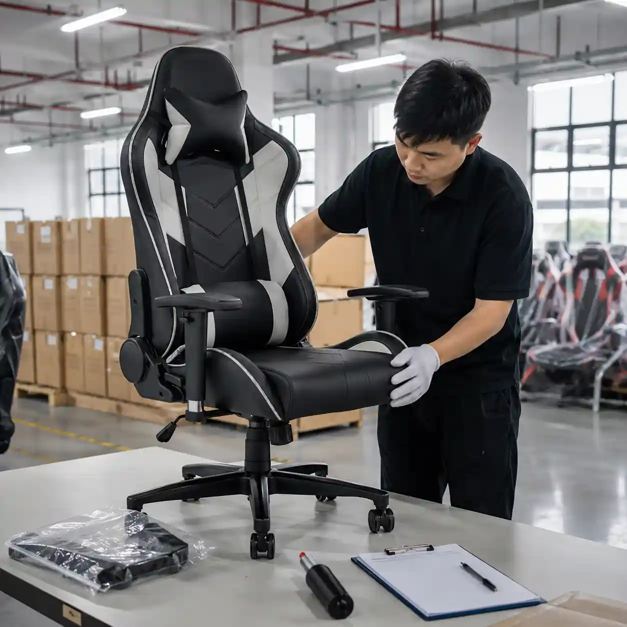 Gaming chair quality control inspection checklist before bulk shipment
