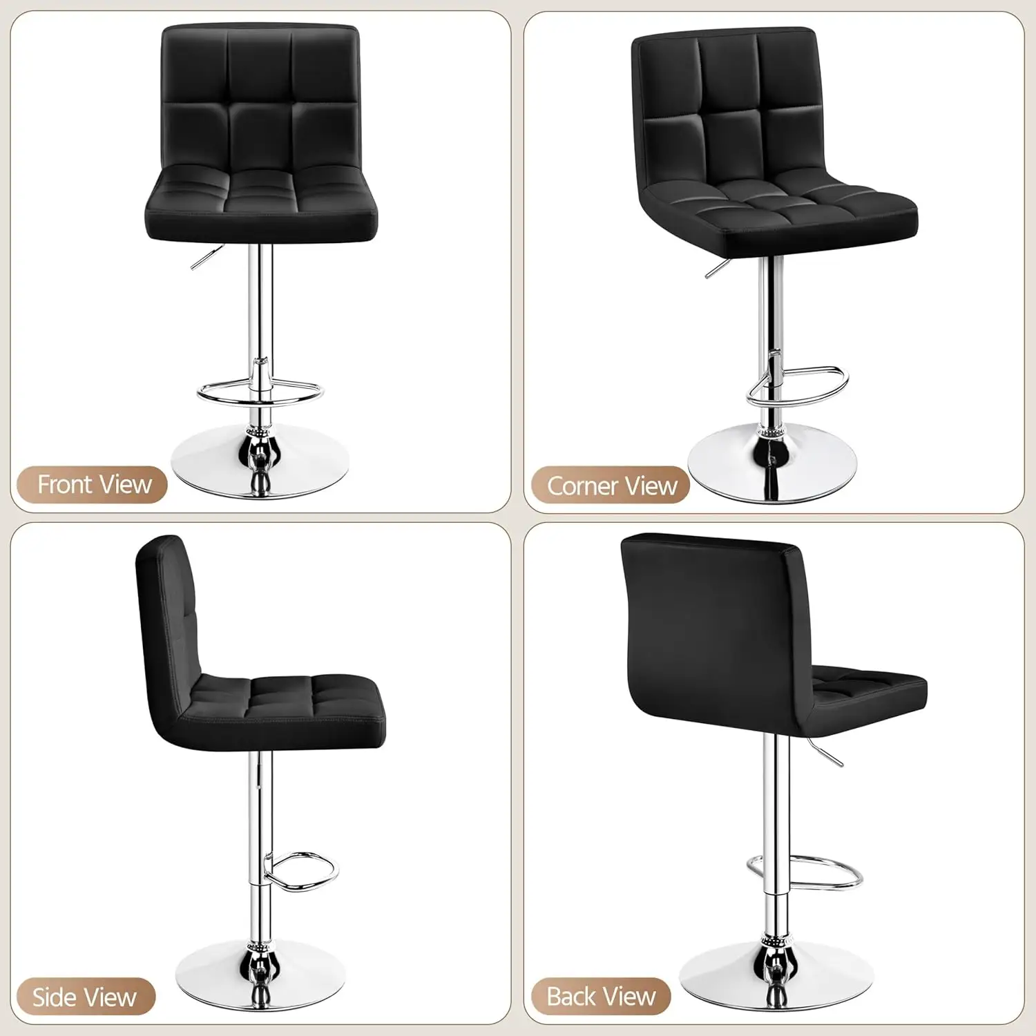 HY-BY13 compact PU leather seat feature for space-saving bar stool projects