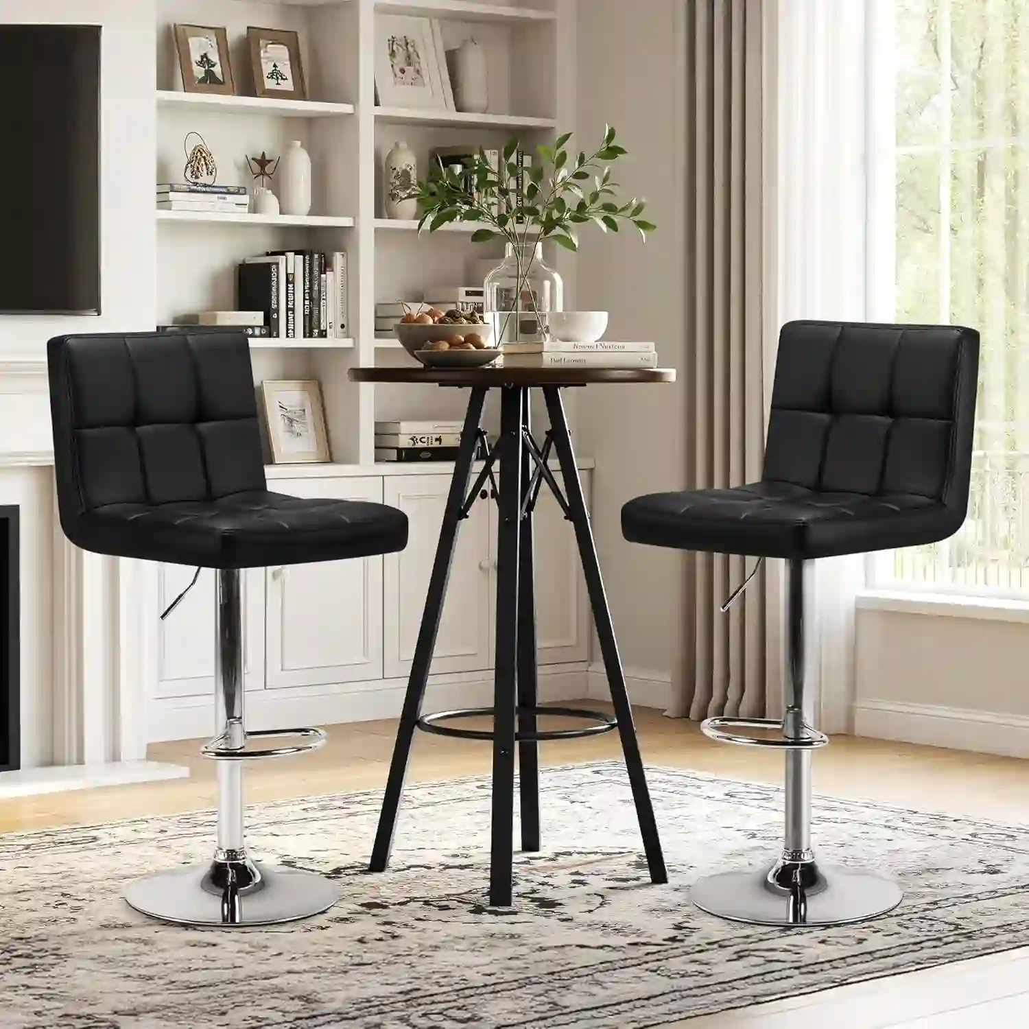 Back view of HY-BY13 PU leather bar chair with compact commercial seating design
