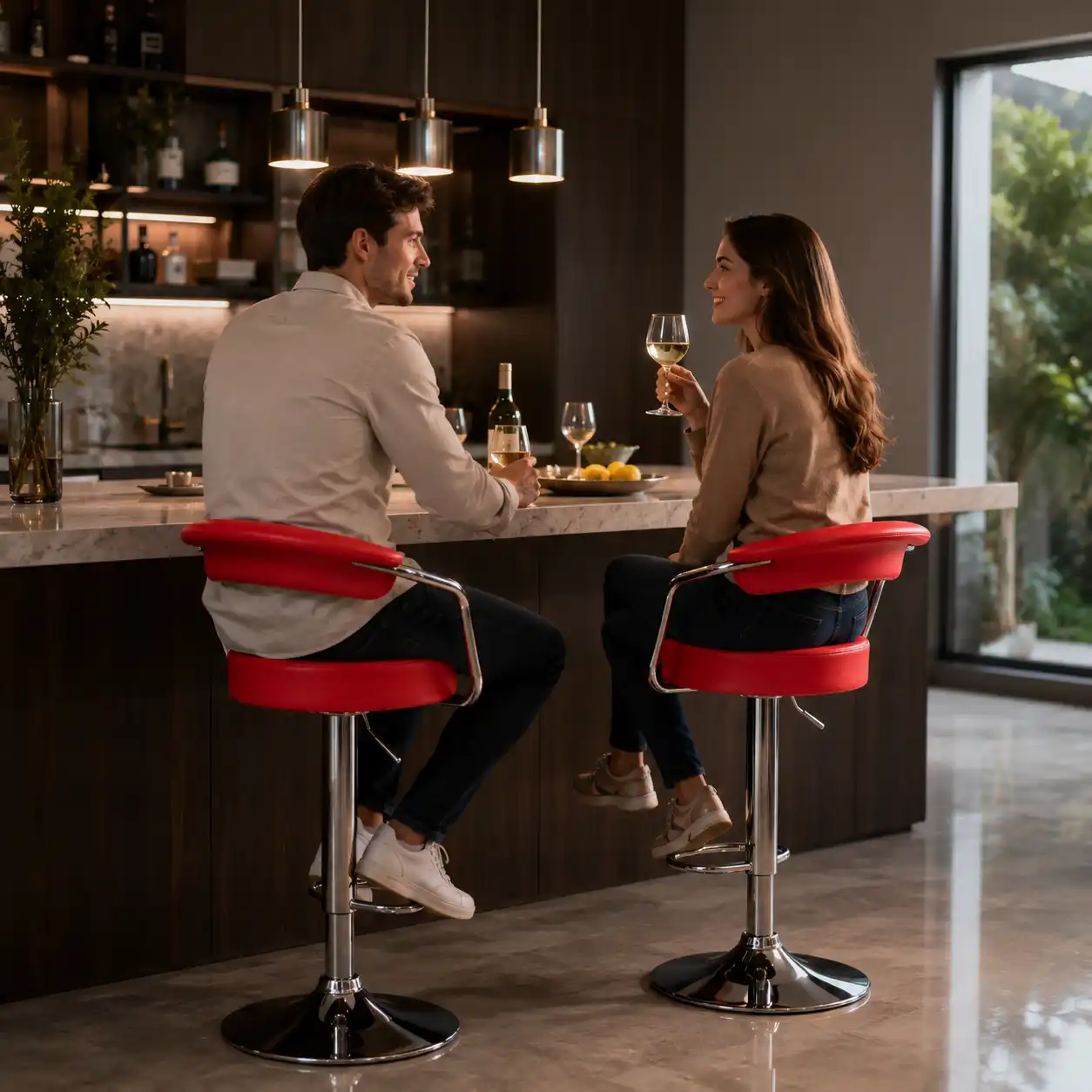 HY-BY18 stable base and footrest feature for commercial bar seating projects