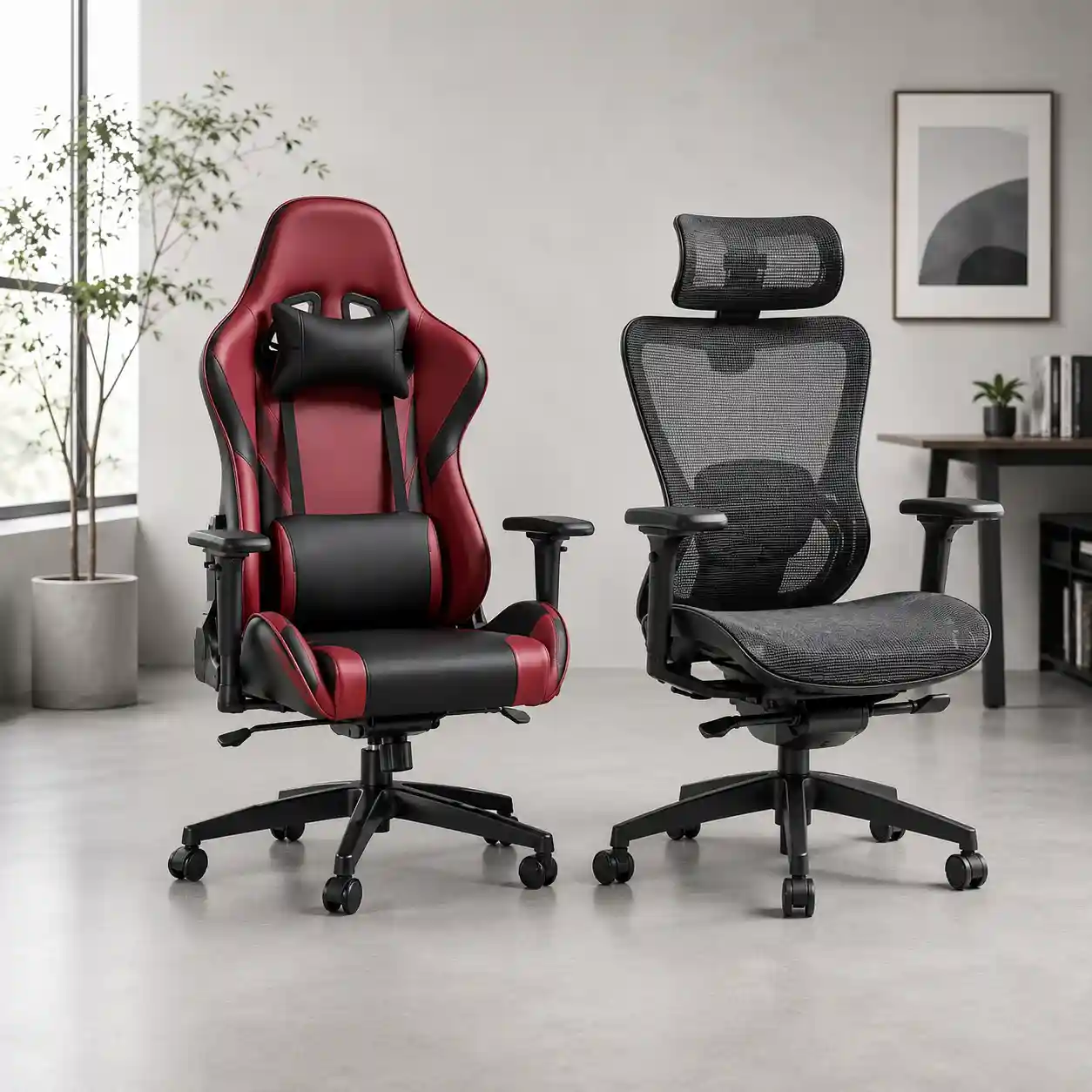 Side-by-side gaming chair and ergonomic chair comparison for long sitting