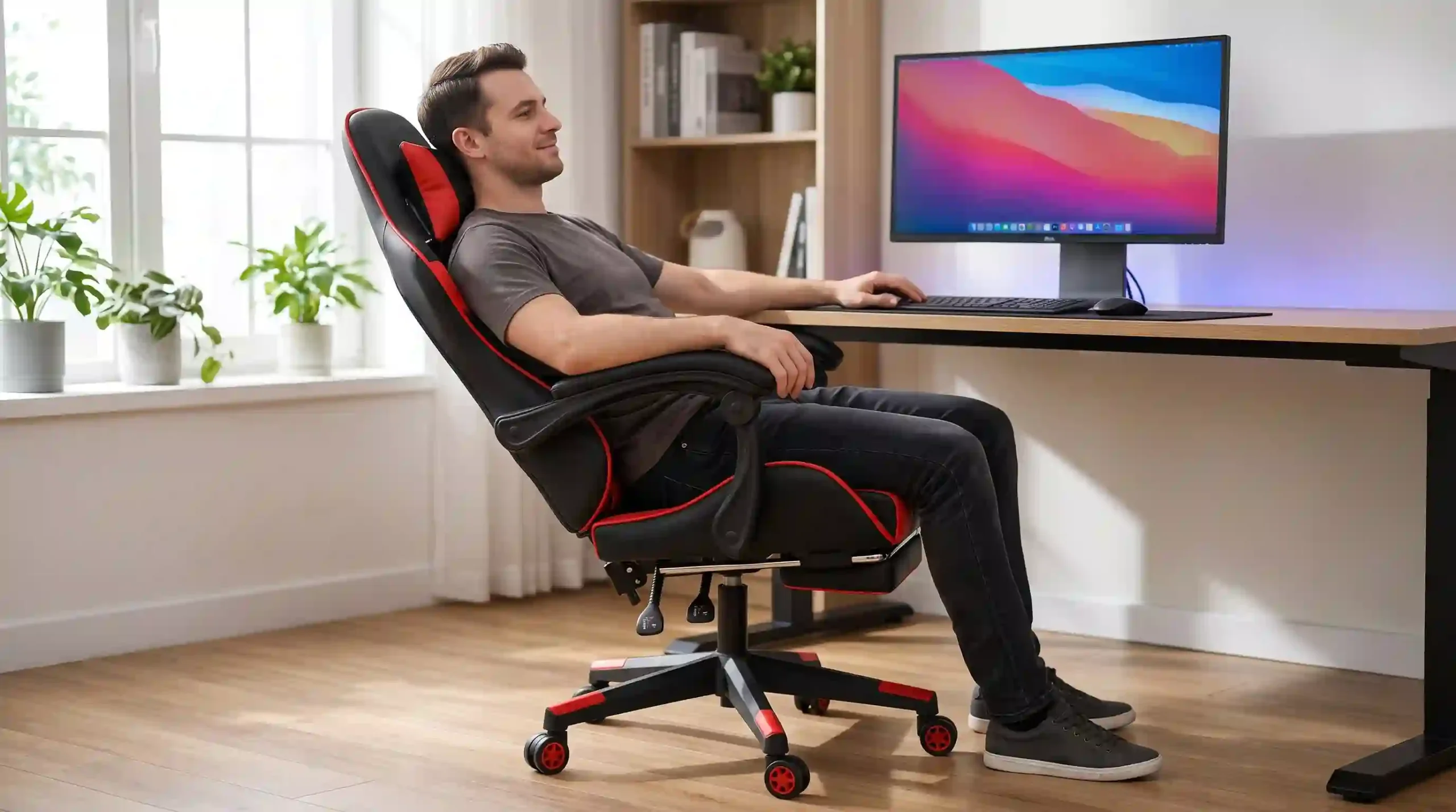 Gaming chair recline and posture adjustment for long sitting sessions