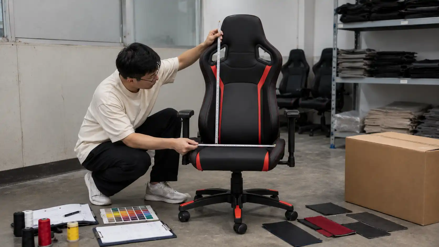 OEM gaming chair sample approval with dimensions materials and function inspection