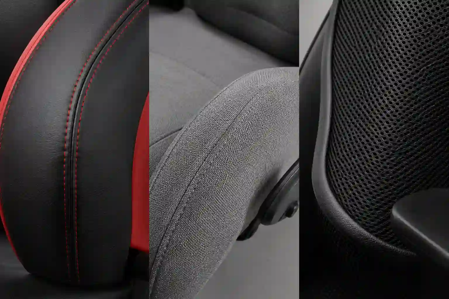 Gaming chair upholstery texture comparison of PU leather fabric and mesh