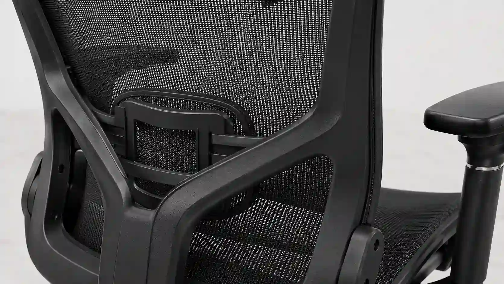 Mesh gaming chair backrest tension frame and lumbar support structure