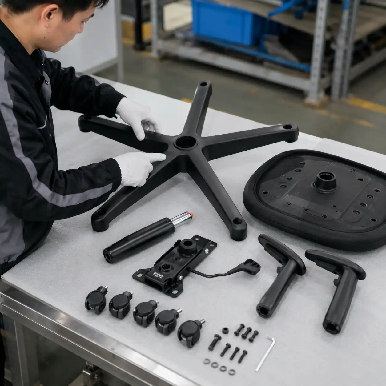 office-chair-frame-base-gas-lift-inspection
