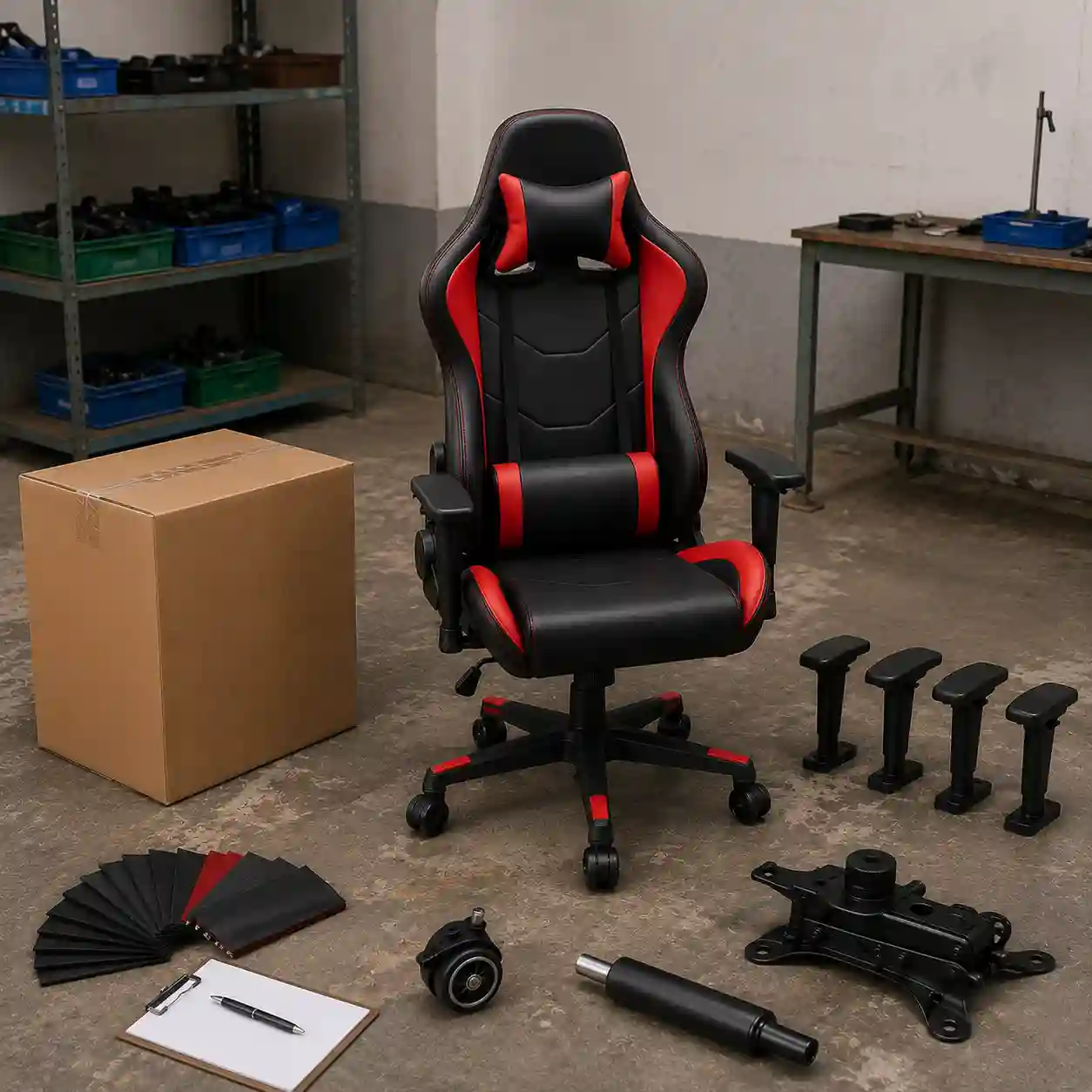 Side-by-side PU leather fabric and mesh gaming chairs for wholesale buyers