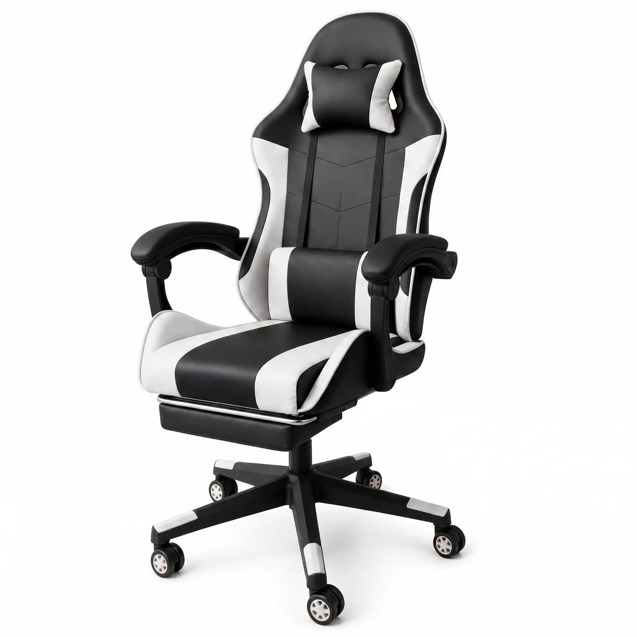 Side view of YG-7169 gaming chair with reclining footrest