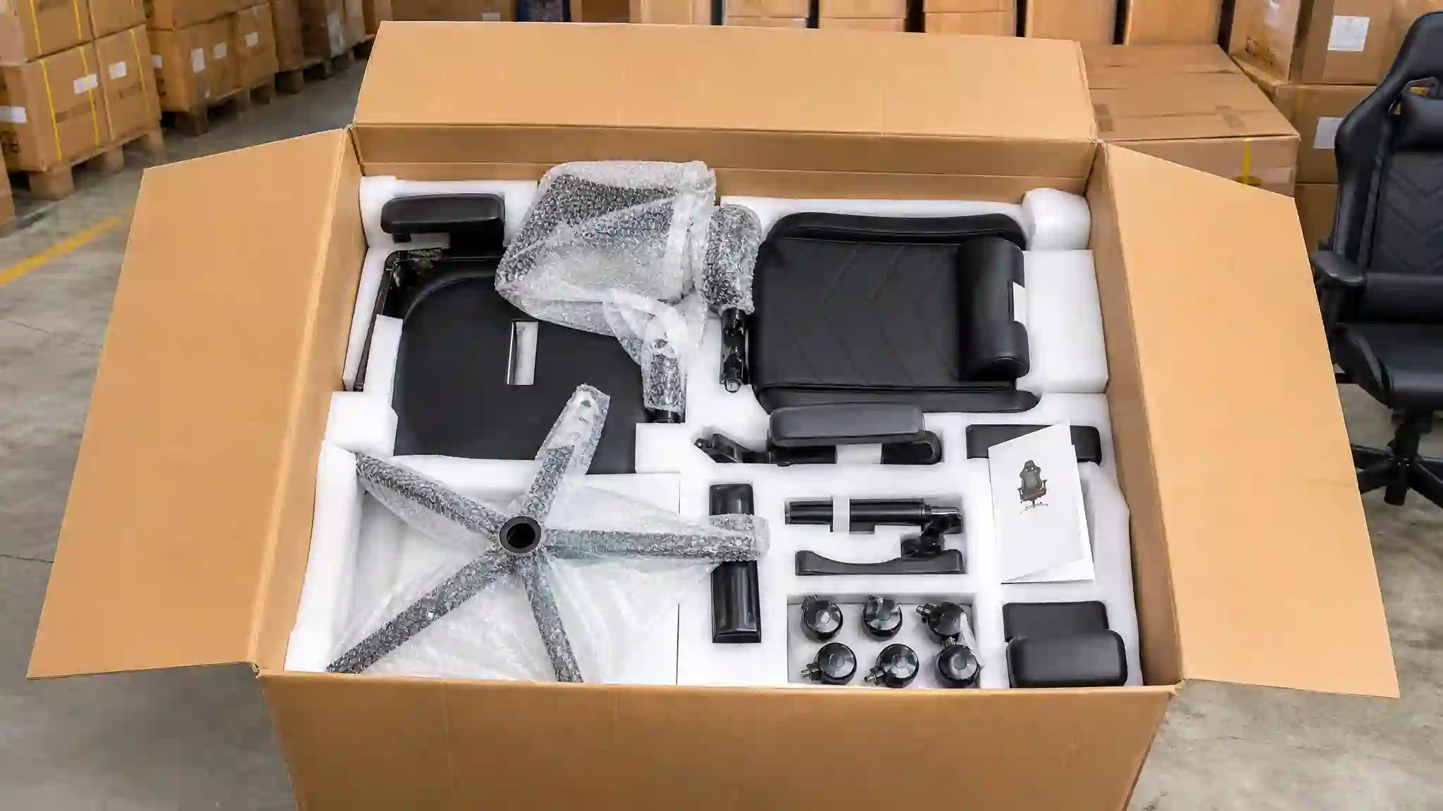Bulk gaming chair packaging and spare parts quality check for export orders