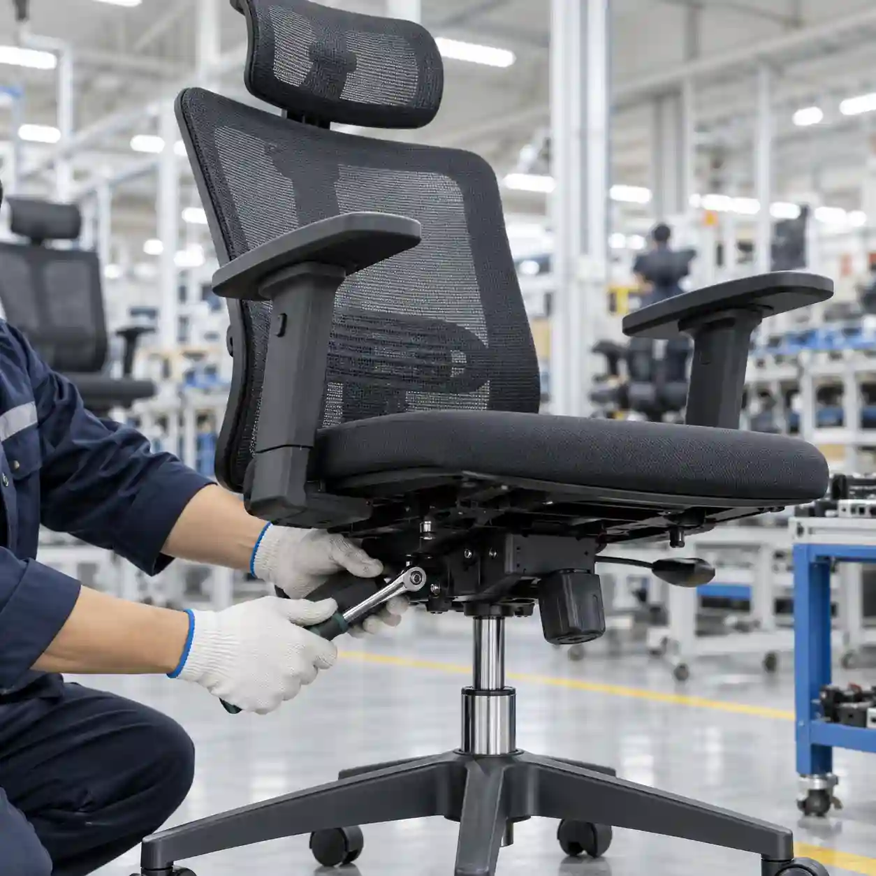 Gas lift reinforced base armrest and nylon castor inspection for 777-2 office chair