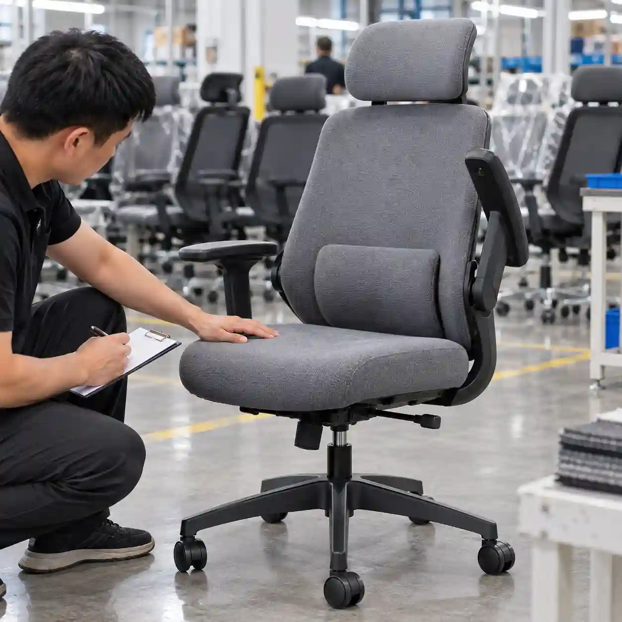 778 fabric office chair flip-up armrest lumbar support and bulk sample check