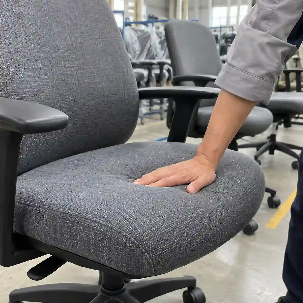 Molded foam seat recovery check for 778 fabric office chair bulk production