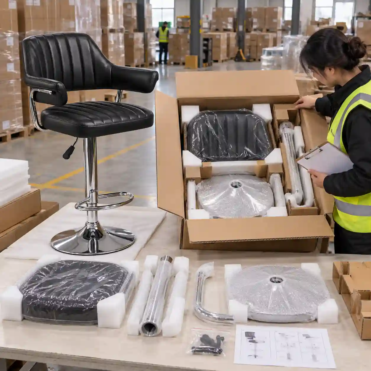 Export carton protection check for upholstered bar stool bulk orders