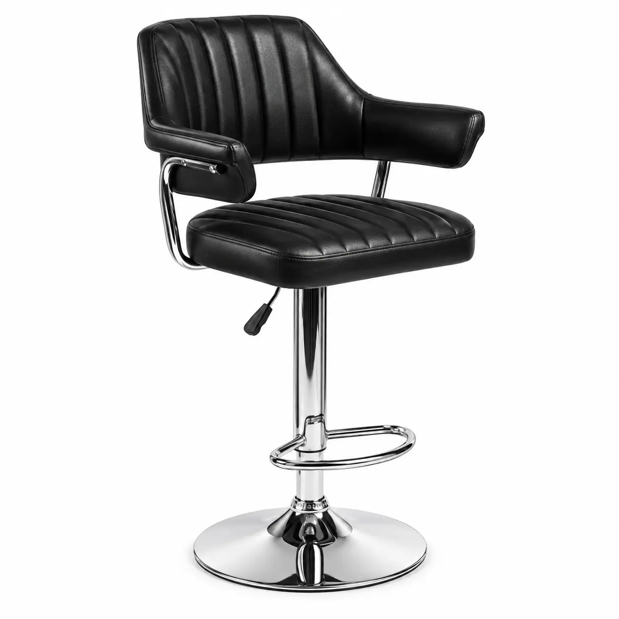 HY-BY22 commercial upholstered bar stool with arms side view