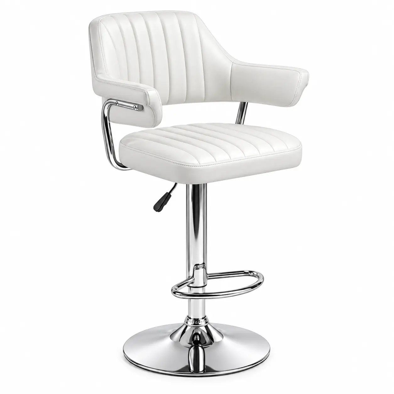 HY-BY22 upholstered bar stool with arms front view