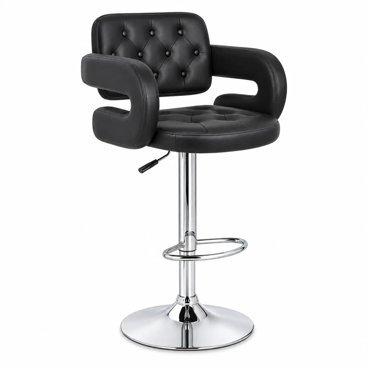 HY-BY28 tufted bar stool with wraparound arms front view
