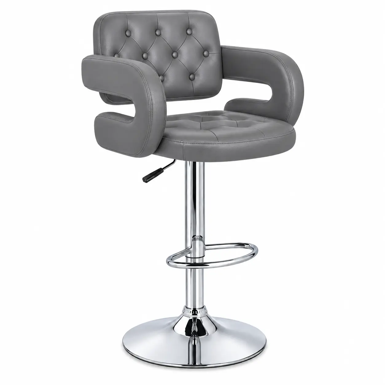HY-BY28 tufted commercial bar stool with arms side view